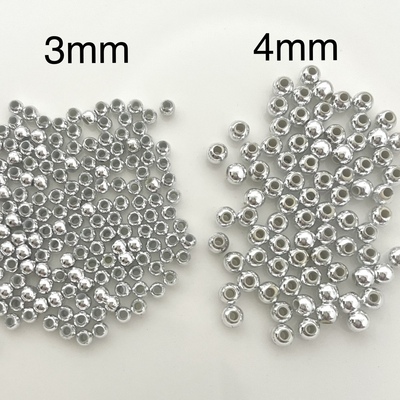 3/4mm电镀银色小圆珠间隔珠直孔diy串珠编织搭配服饰材料饰品配件