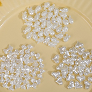 珠光小小蝴蝶结屁桃爱心小鱼仿珍珠散珠 DIY串珠手机链奶油胶配饰
