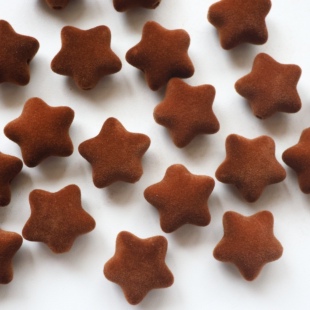 植绒深咖厚五角星23mm美拉德 毛茸茸秋冬DIY串珠手机链挂件材料珠