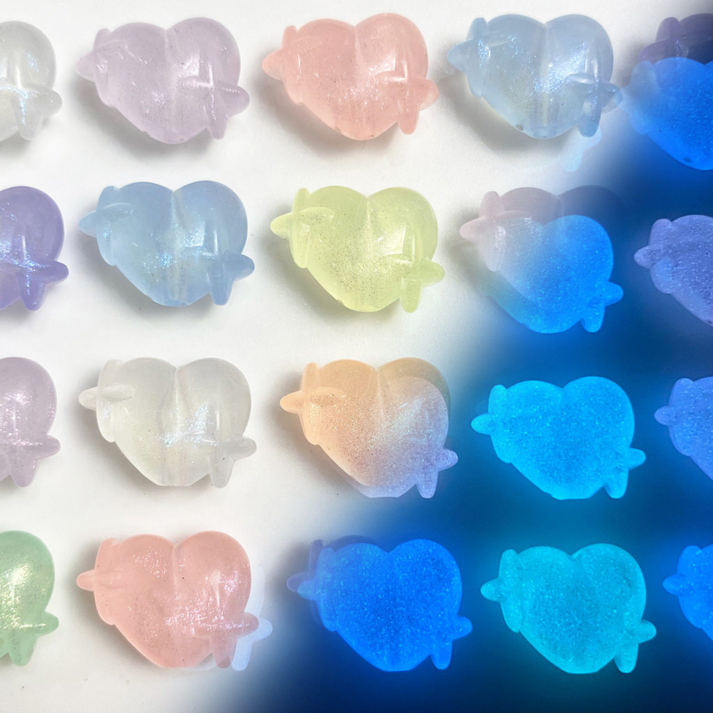 夜光细闪十字架桃心爱心珠 心上星DIY发夹项链手机链皮筋串珠材料