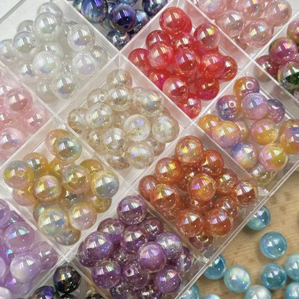 流星16mm金箔/双色/三色渐变uv圆珠树脂 DIY串珠手机链条材料配饰
