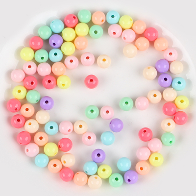 8mm亚克力彩色直孔圆珠DIY儿童项链手链编织泫雅包糖果色串珠材料