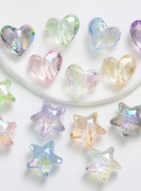 20mm透明uv五角星爱心炫彩宝石 直孔DIY串珠手机链条鞋花材料饰品