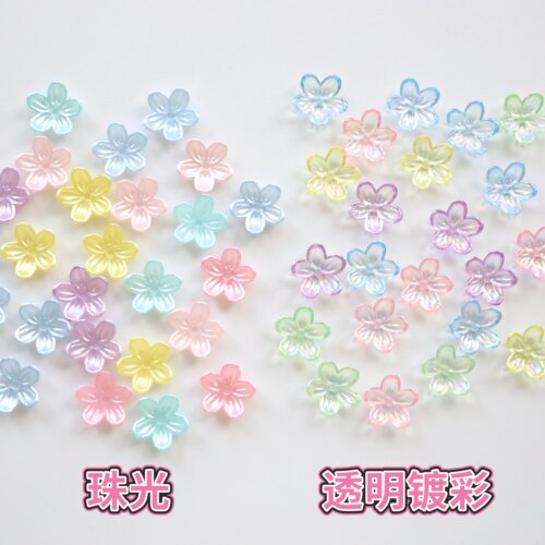 亚克力珠光透明镀彩12mm小花朵