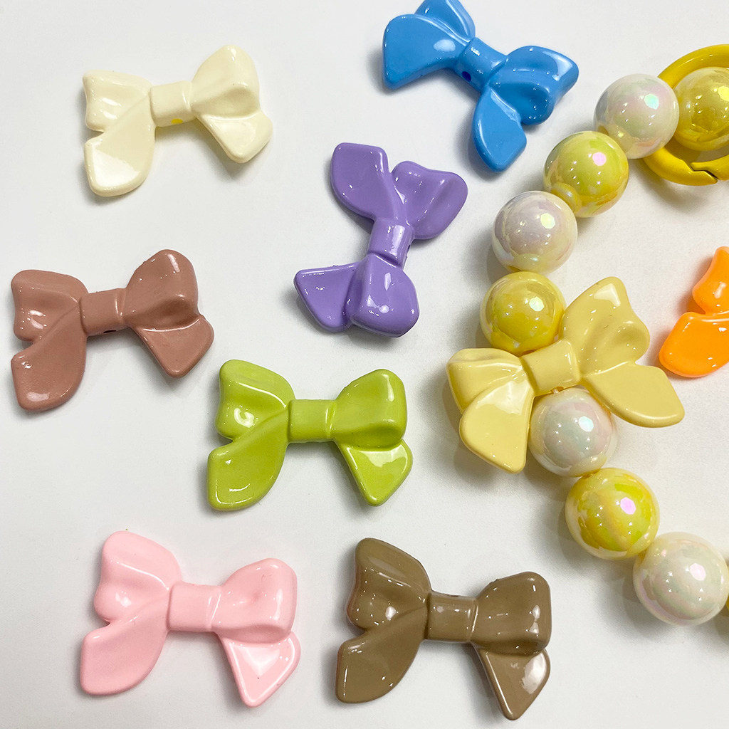 亚克力9色蝴蝶结领结 亮面烤漆直孔diy自制手机链环材料饰品配件