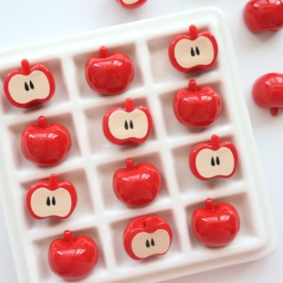 印花亮面红苹果可爱通孔珠 DIY串珠手机链条挂件鞋花辅料材料配饰