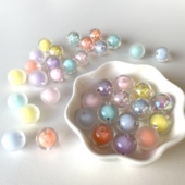 14mm磨砂透明镀彩珠中珠圆珠内彩 diy手工串珠包包手机链条材