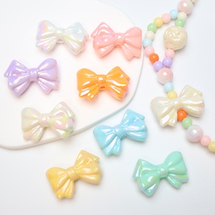 8色uv双层蝴蝶结领结炫彩 DIY串珠手机链条包挂件材料配饰散珠