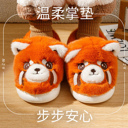 可爱小熊猫棉拖鞋女款秋冬2025