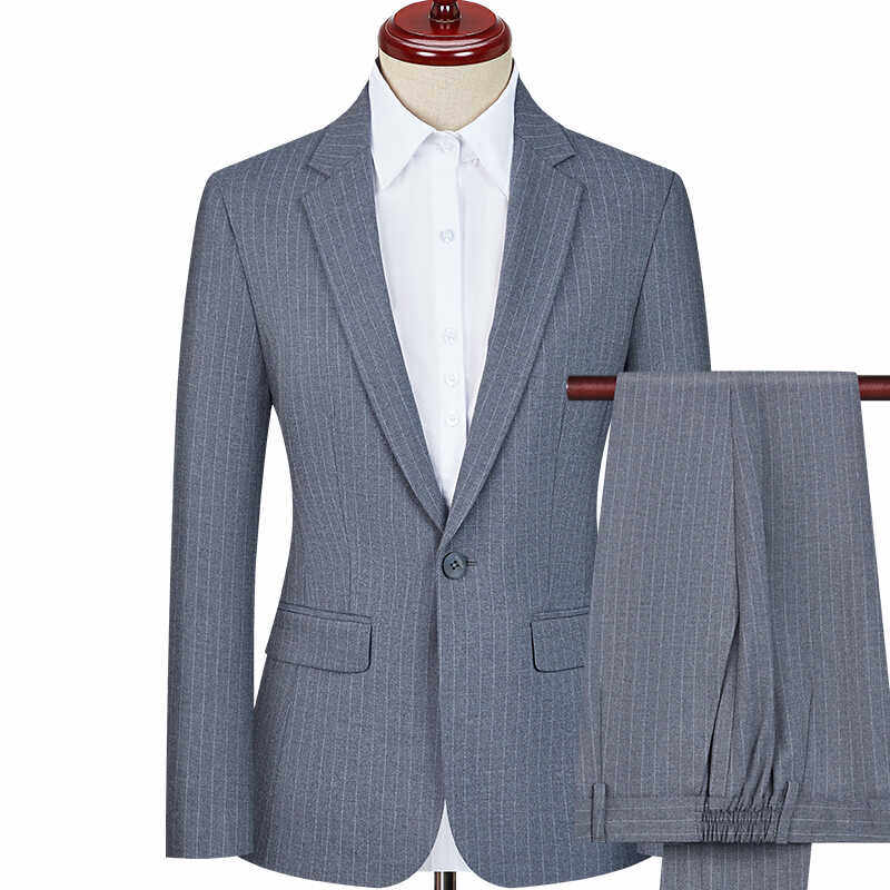 西装套装女灰色条纹公务员面试办公室白领职业装女士正装男女同款