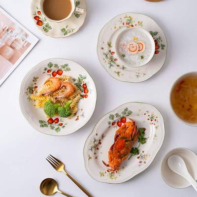 Plate relief ceramic tableware plate, internet famous salad