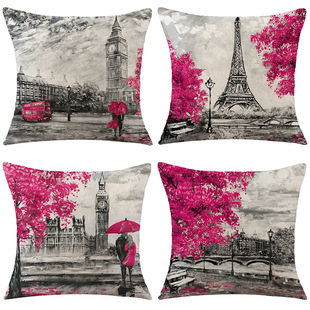 Pillow Short Linen Valentine Figure Printed Day Landscape