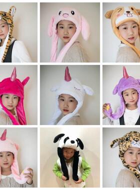 抖音同款气囊帽柯基狗熊猫独角兽帽会动帽子一捏会动耳朵亲子玩具