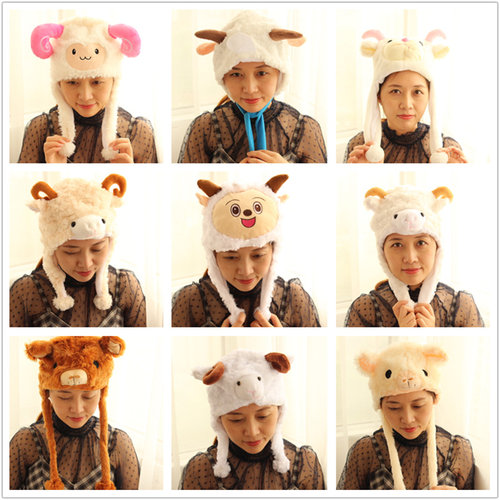 小山羊白色绵羊头仿真表演道具