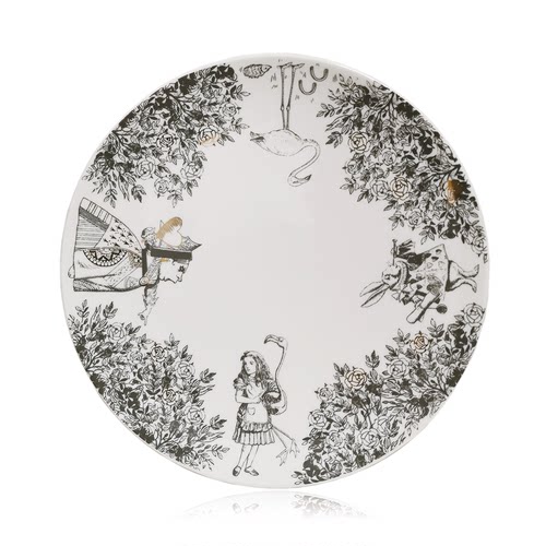 爱丽丝梦游仙境陶瓷盘子出口英国手绘插画描金早餐盘骨瓷点心碟子 - 封面