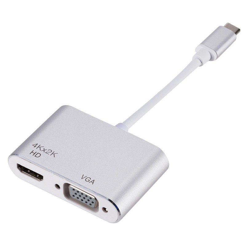 USB-c转hdTV+vga电脑显示器连接线适用苹果转换器USB3.1 to HDTV