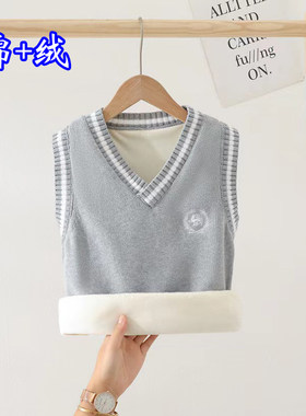 纯棉V领背心马甲女加绒加厚坎肩
