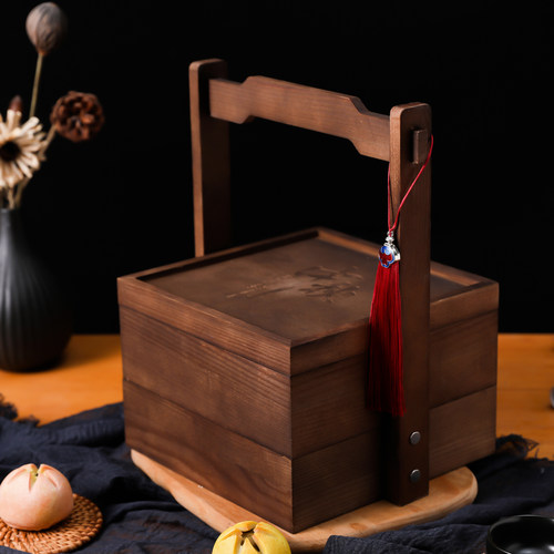 2025新款双层实木中秋月饼礼盒