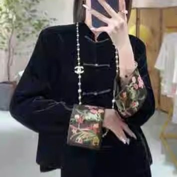 时尚新中式花鸟刺绣拼真丝丝绒外套国风百搭松弛感立领唐装上衣女