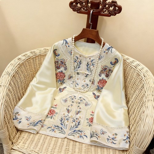 新中式棉服外套复古国风刺绣醋酸棉衣秋冬女装国潮改良唐装小棉袄