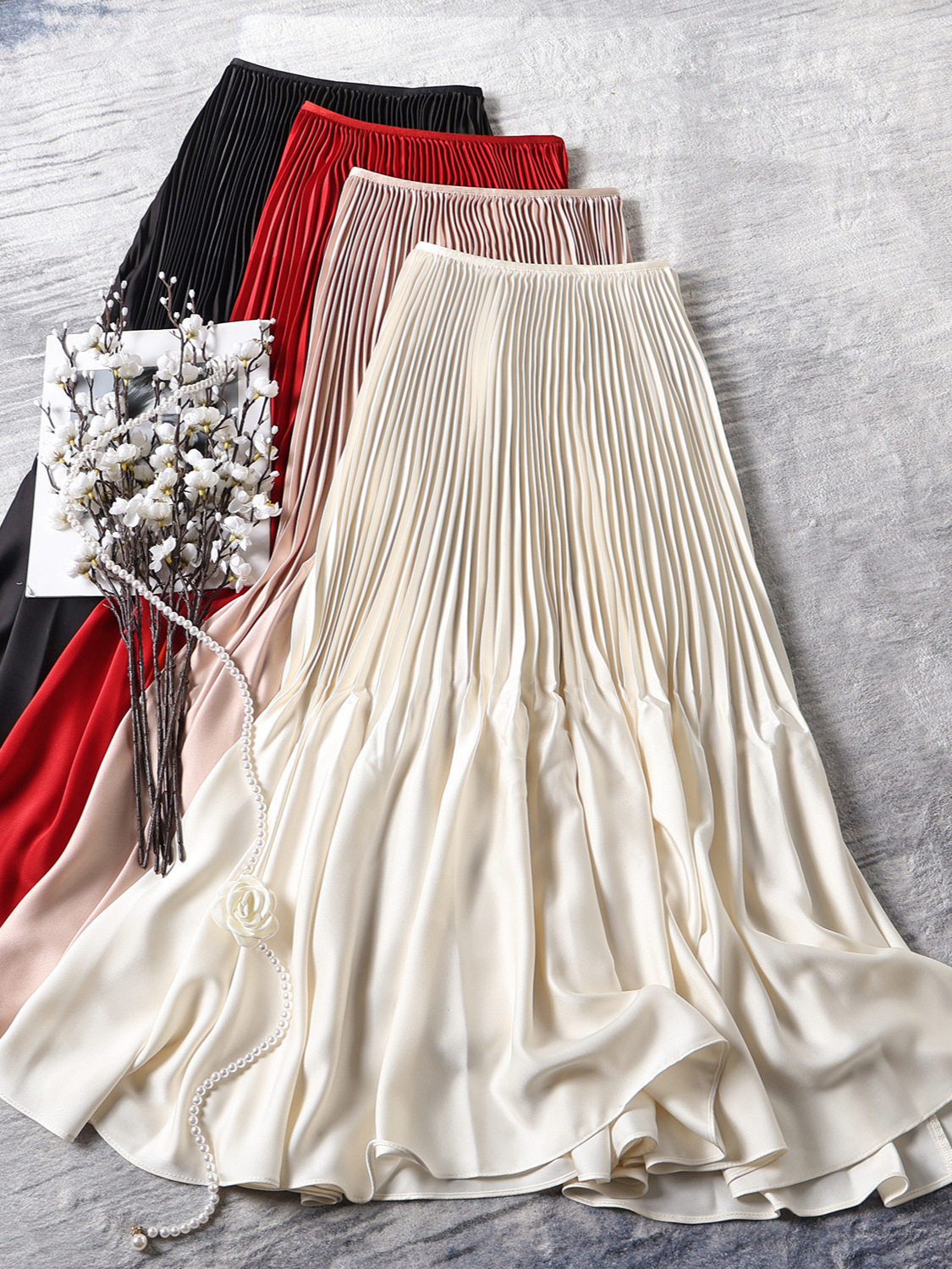 2026新款时尚百搭半身裙松紧腰显瘦大摆鱼尾裙长裙优雅礼服百褶裙