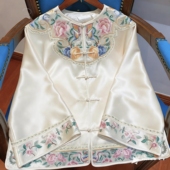 上衣女 改良唐装 高级感新中式 外套复古国风牡丹刺绣醋酸缎面宽松版