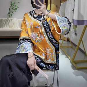 清宫格格服2024秋冬新款新中式国风宽松百搭改良唐装旗袍茶服上衣