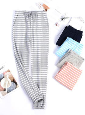 春秋季纯棉睡裤女居家裤男女可外穿薄款宽松家居裤女睡裤单件长裤