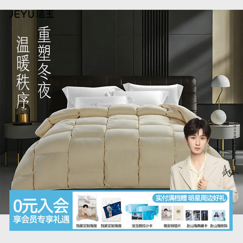 洁玉鹅绒被冬被95白鹅绒加厚保暖羽绒被芯高端柔软蓬松春秋被子