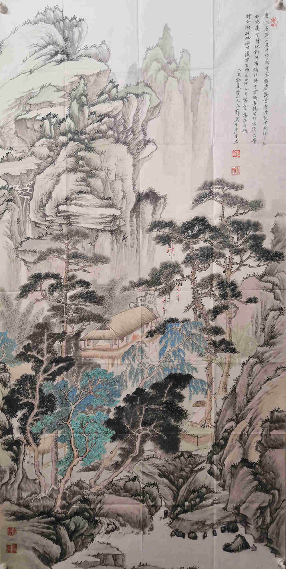 热卖客厅一枫斋纯手绘精品国画仿古山水画作品木落春风图好评如潮