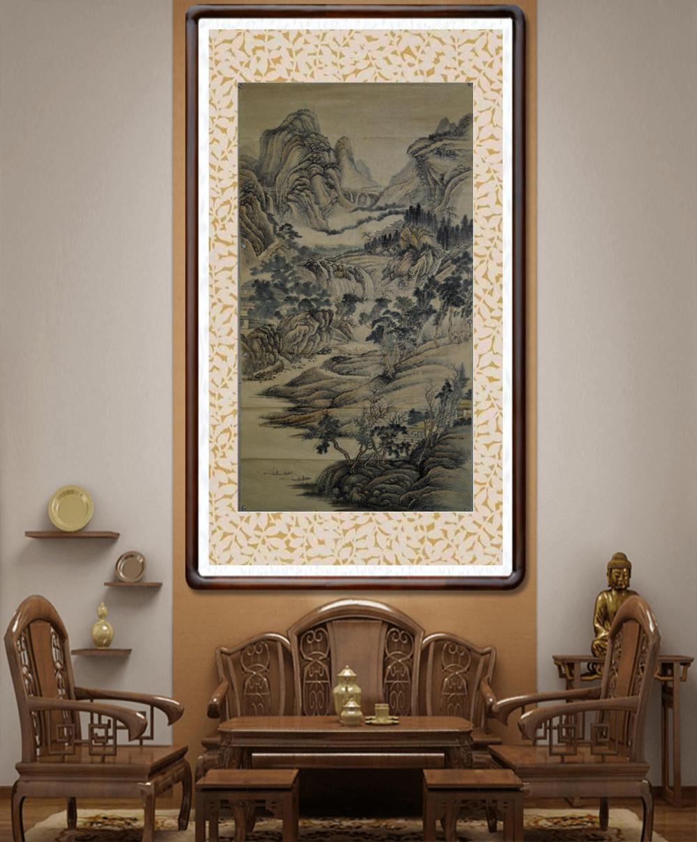 热卖一枫斋纯手绘精品国画仿古山水画六尺中堂王石谷万里开山图