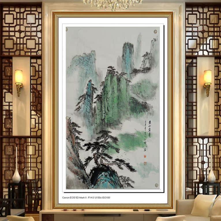 热卖客厅一枫斋纯手绘精品国画山水画三尺中堂黄山叠翠图人气惊爆