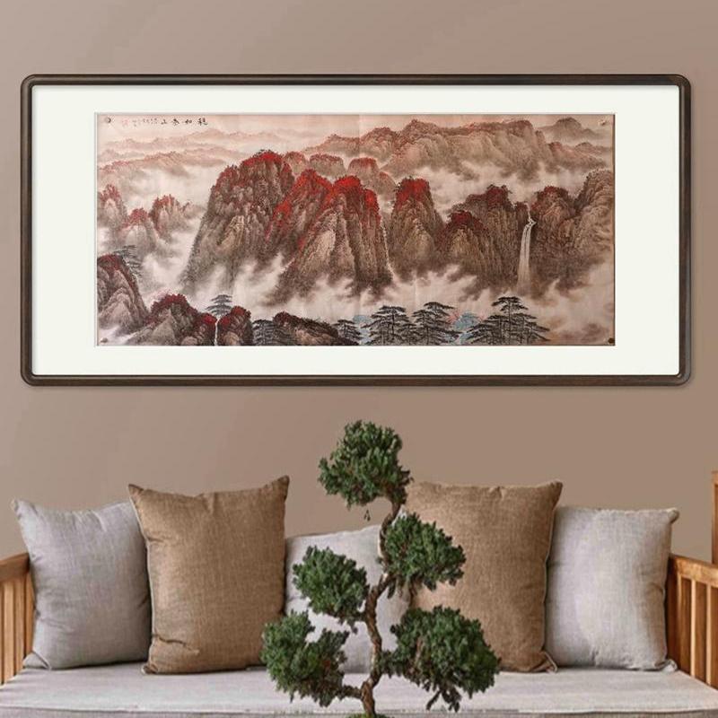 一枫斋手绘稳如泰山山水挂画