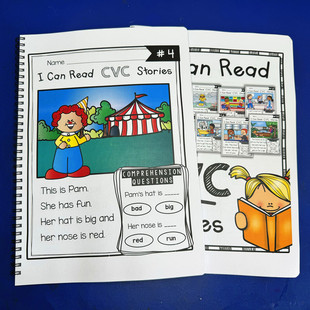 自然拼读cvc stories故事短文阅读理解启蒙phonice幼儿童作业纸