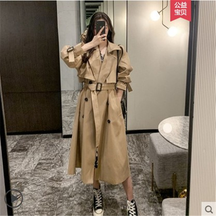 Windbreaker women's wear 2020 spring and autumn Korean casual British style small coat medium length loose Khaki coat fashion