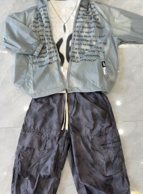 EF2025夏男童中大童工装裤防晒衣字母扎染色白T韩版宽松2502030