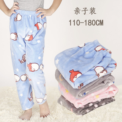 法兰绒儿童家居冬季加绒保暖睡裤