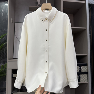 794H271 yuan厂jin口料 上衣女 重磅羊毛宽松衬衫 G上5K