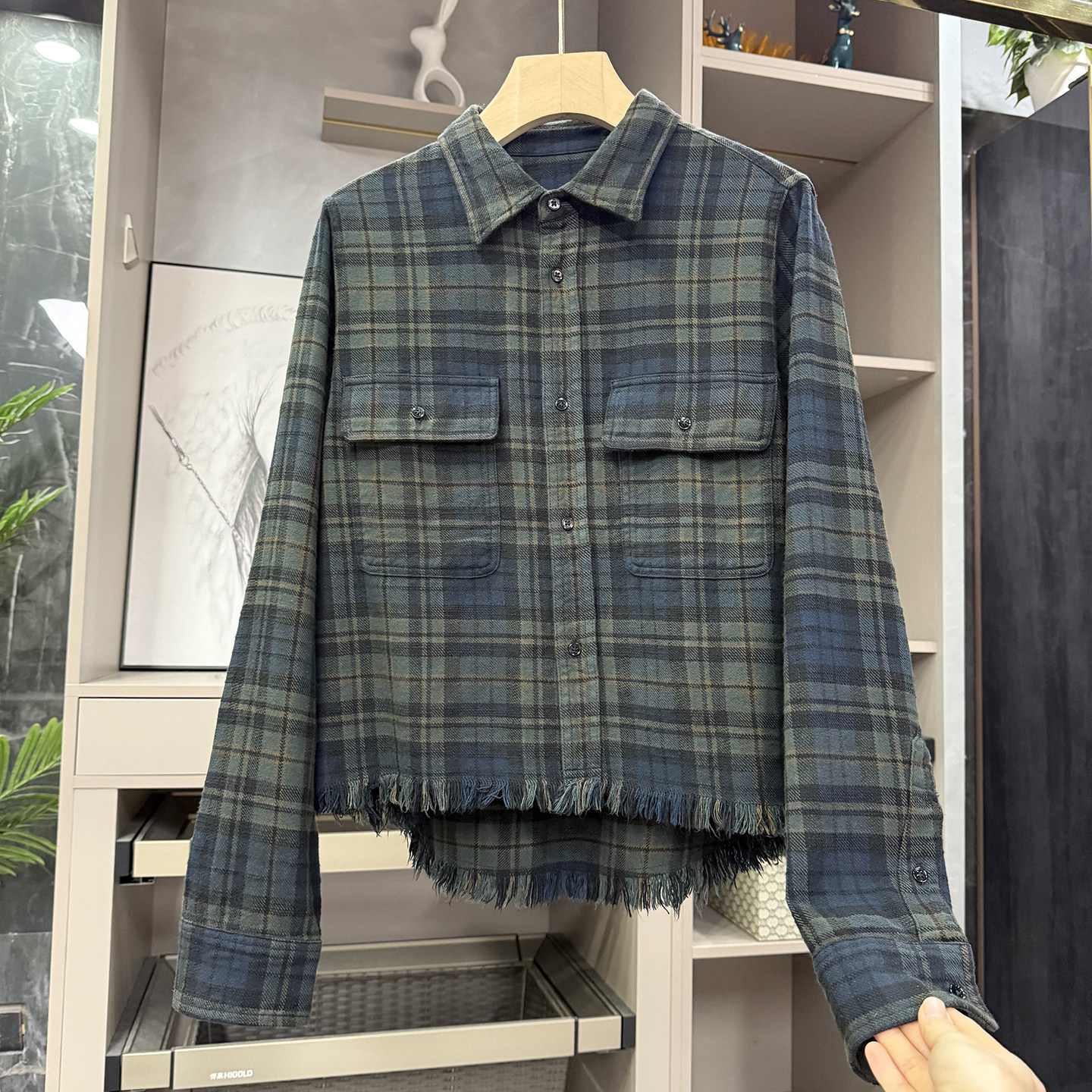 出街BI囤！复古时髦单品！宽松格子毛边衬衫上衣女   96806~ZY,女装/女士精品,衬衫,淘宝优惠券,粉丝福利购,淘宝优惠卷