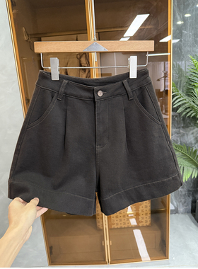 大N货！藏肉显瘦！薄绒中高腰牛仔A字短裤女    M338008~JS