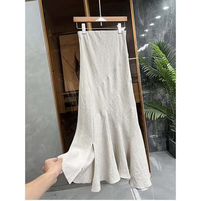 P牌面料！不规则亚麻鱼尾半身裙