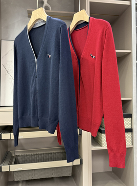 自留款！实力大工厂出！撞色边丝光羊毛V领针织开衫女  89119~ZY