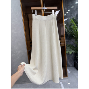 M916765 美到发光 斜纹银丝羊毛松紧腰针织A字半身裙女