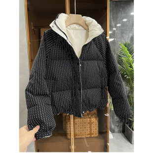 清仓不退 MZ10810B 小泡芙 宽松立领两面穿白鹅绒羽绒服外套女