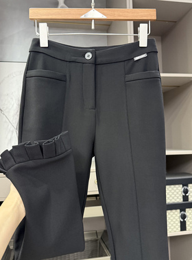 秋款！小个子收！修身微弹木耳边休闲烟管九分裤女  251232~ZY