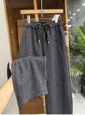 秋冬大N货！慵懒时髦！加绒松紧腰休闲镰刀裤女   M021086~JS