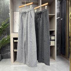 高个子收！代厂P牌料！羊绒毛呢松紧腰休闲阔腿裤女  H90220~ZY