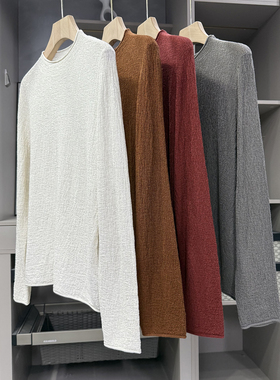 衣橱刚需，百搭款！肌理羊毛圆领长袖针织打底衫女   C2123~ZY