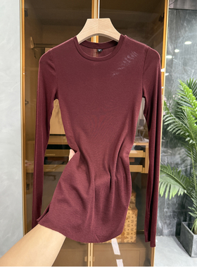 Q货！搭啥都美翻！修身薄款羊毛圆领长袖打底衫T恤女 U2601ZM~JS