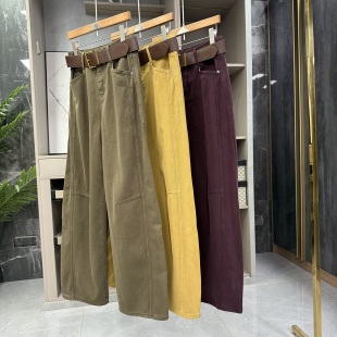 GP25002 高个子收 女 高腰牛仔休闲弯刀阔腿裤 炸街单品